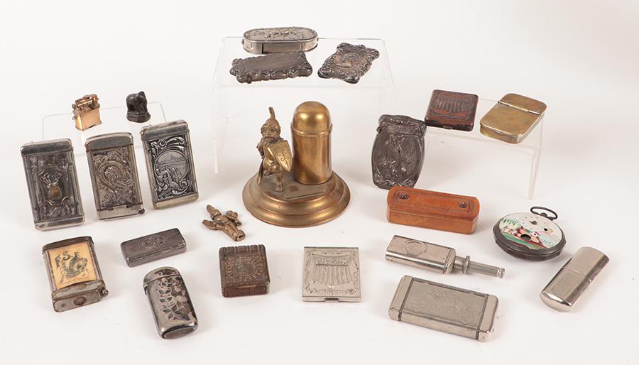 COLLECTION OF MATCH SAFES AND SMOKING ACCESSORIES (1 of 8)