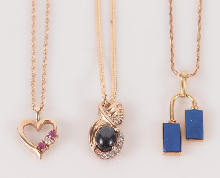 3 PENDANTS GOLD DIAMOND BLUE LAPIS (1 of 11)