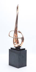 GEORGES CHARPENTIER ( B, 1937, FRENCH) FLUID: Georges Charpentier ( B, 1937, French) Fluid figural bronze sculpture on pedestal. Edition 3 of 8. marked G. Charpentier with artists cipher. Ht: 65.75" Wd: 15.5" Dpth: 16.25"