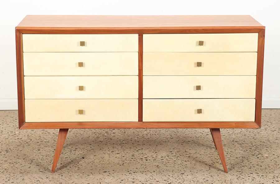 MAHOGANY AND PARCHMENT DRESSER C 1950 IN THE (1 of 8)
