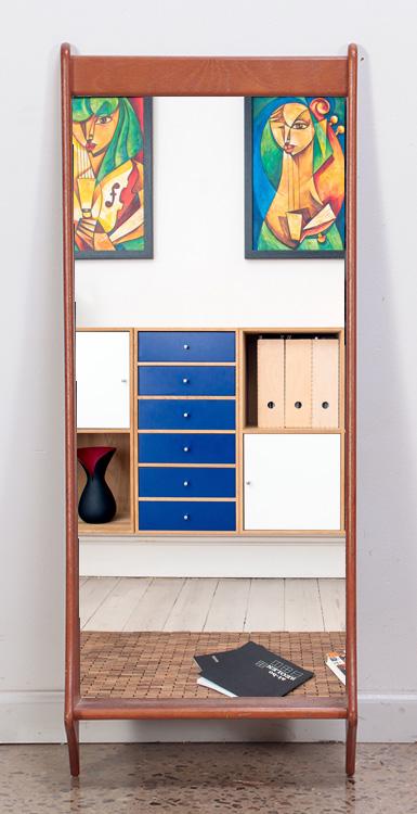 A DANISH WALL MIRROR C 1970. (1 of 6)