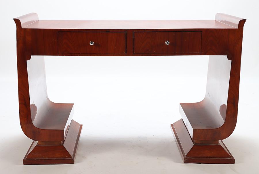 An Art Deco style writing desk with two drawers. Ht: 33.5" Wd: 51.5" Dpth: 29" (1 of 7)
