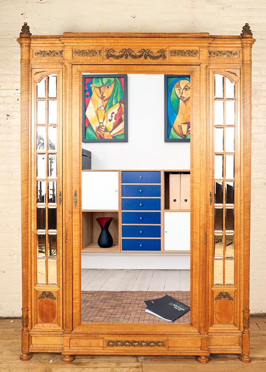 A FRENCH BRONZE MOUNTED FIGURED MAPLE ARMOIRE WITH (1 of 9)