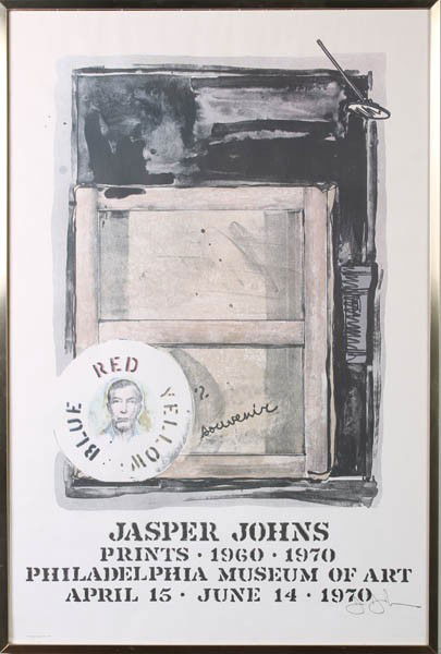 JASPER JOHNS PHILA MUSEUM OF ART LITHOGRAPH: Jasper Johns (American, b.1930) Philadelphia Museum of Art poster, 1970. Lithograph in colors, signed lower right. Ht: 36.25" Width: 24.75"