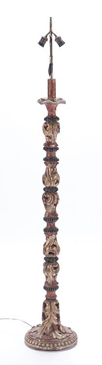 SILVERED, PAINTED AND CARVED WOOD FLOOR LAMP (1 of 5)