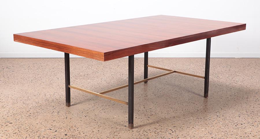A ROSEWOOD TABLE BY HARVEY PROBBER HAVING A BRASS (1 of 4)