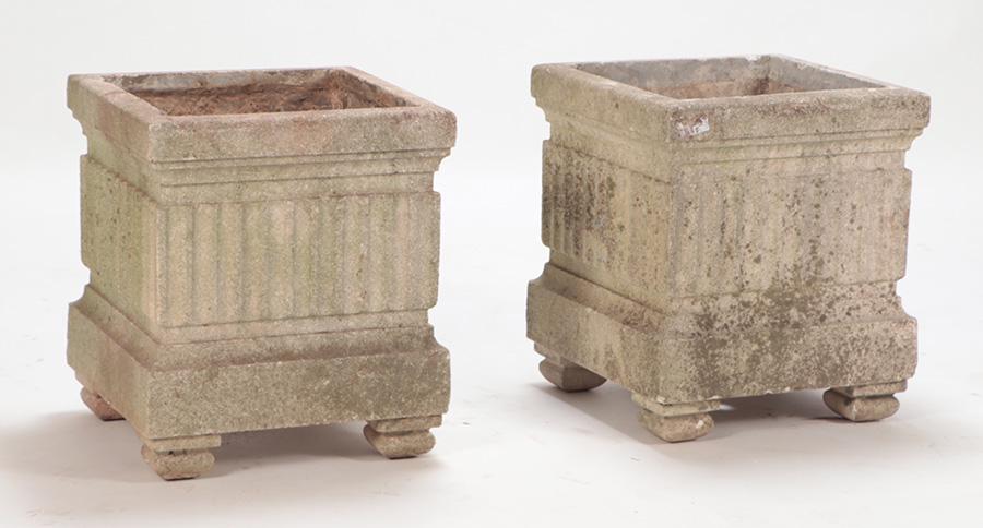 PAIR OF NEO-CLASSICAL STYLE CAST STONE PLANTERS C 1950. (1 of 7)