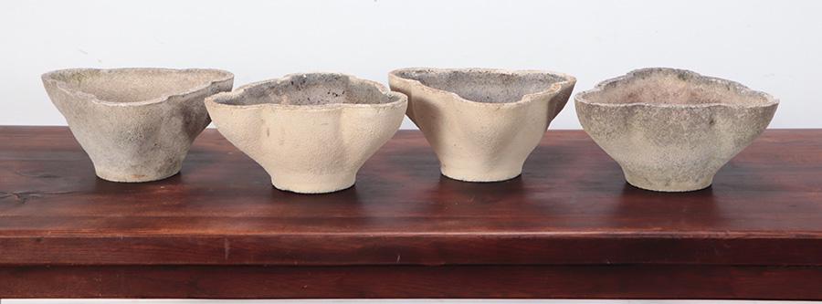 FOUR FRENCH SHAPED CAST STONE PLANTERS C 1960. (1 of 4)