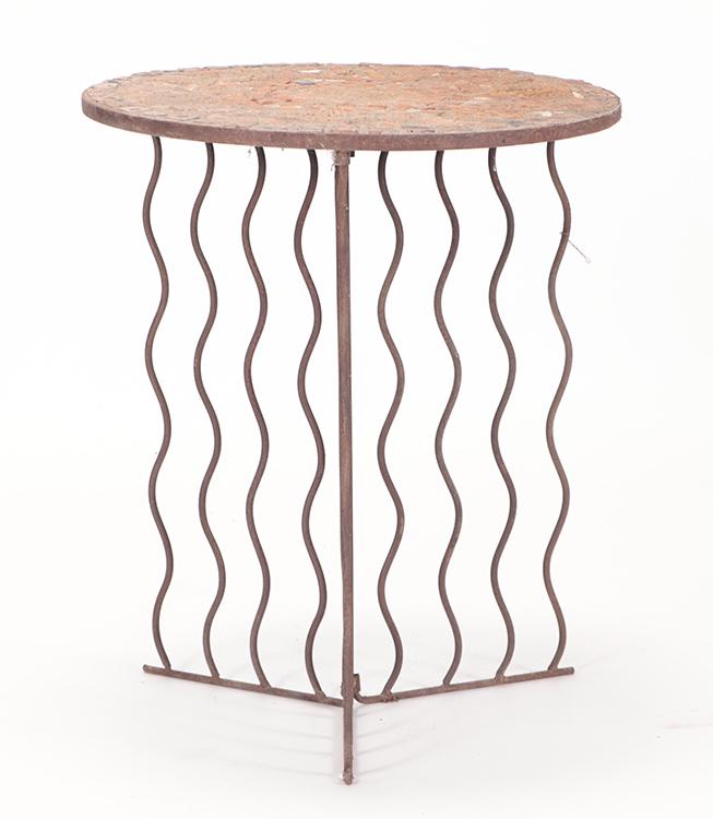 MOSAIC TOP TABLE MODERNIST IRON BASE (1 of 3)