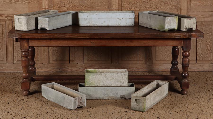 NINE RECTANGULAR FRENCH CAST STONE PLANTERS BY WILLY GUHL C 1970. (1 of 6)