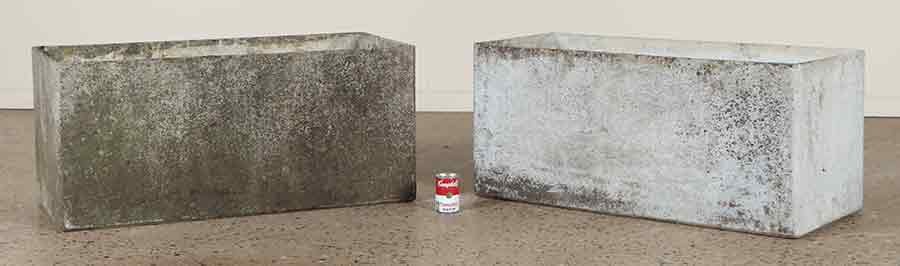 PAIR FRENCH RECTANGULAR CAST STONE WILLY GUHL PLANTERS C 1970. (1 of 7)
