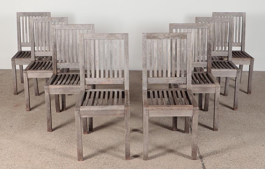 EIGHT TEAK SIDE CHAIRS BY COUNTRY CASUAL. (1 of 6)