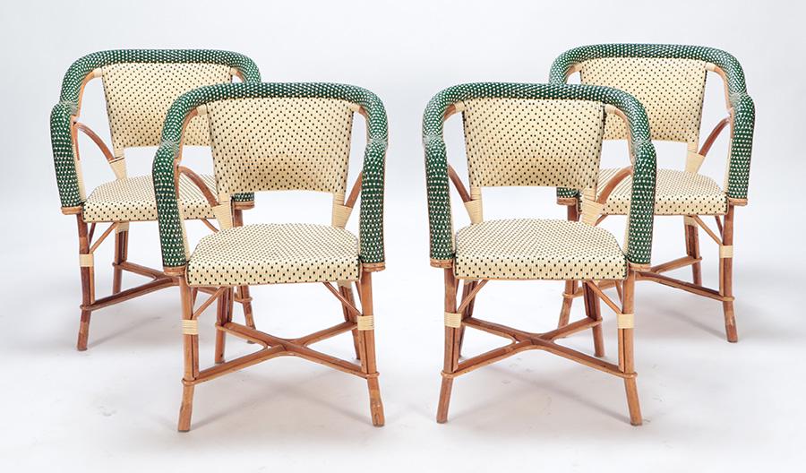 FOUR FRENCH CANED AND BAMBOO CAFE CHAIRS. (1 of 7)