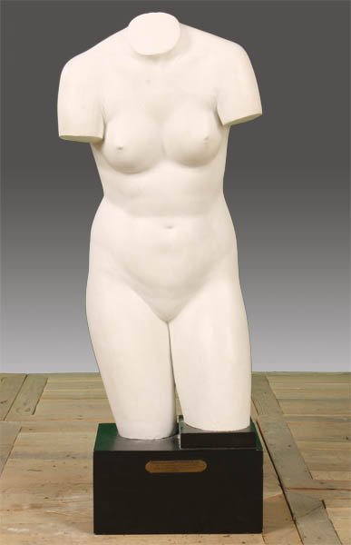 LIFESIZED PLASTER TORSO SIGNED DATED: A lifesized plaster torso signed and dated circa 1959. "The Daniel Chester French Prize for Traditional Sculpture Allied Artists of American 1959". Ht: 43" Width: 16.5" Depth: 10"