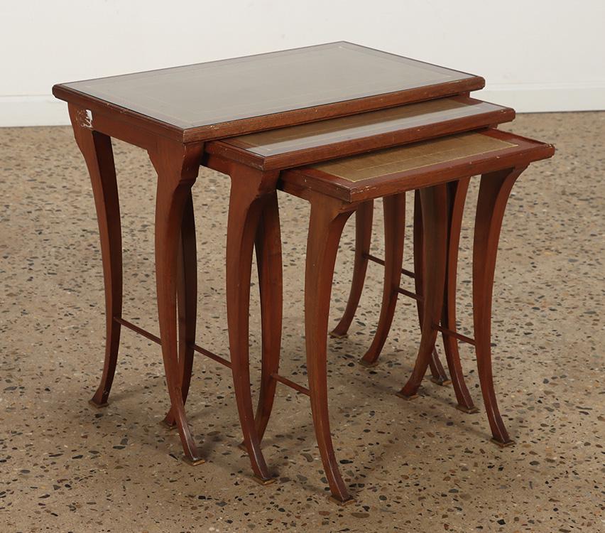 MAHOGANY AND LEATHER NESTING  TABLES BY NORDISKA C (1 of 7)