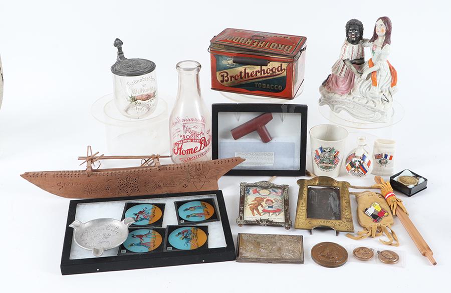 LOT OF EPHEMERA AND COLLECTIBLES INCLUDING TAMBO AND JONES, MAGIC LANTERN SLIDES AND MORE (1 of 8)