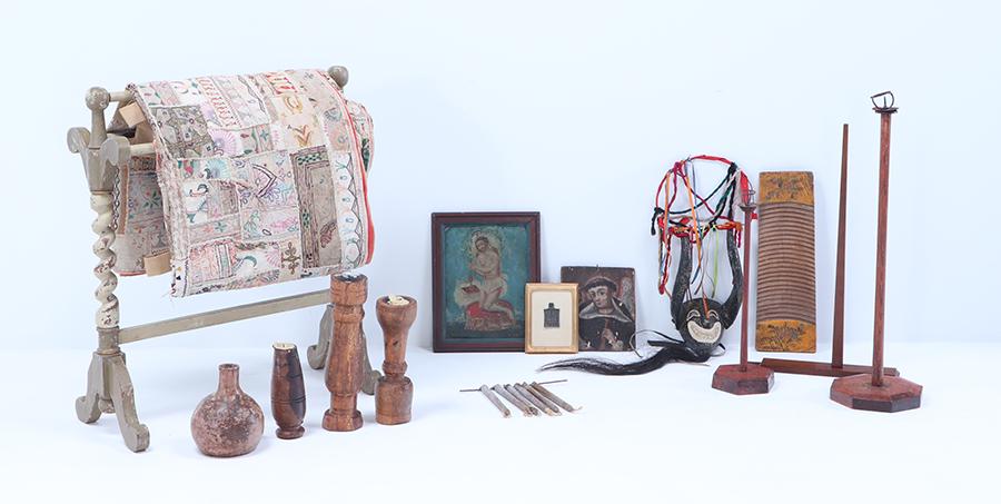 LARGE LOT OF ETHNOGRAPHIC OBJECTS INCLUDING RELIGIOUS, ICON, PAINTING ON TIN AND MORE (1 of 9)