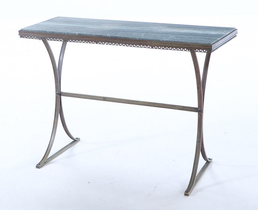 BRONZE CONSOLE TABLE WITH MARBLE TOP C 1950. (1 of 5)
