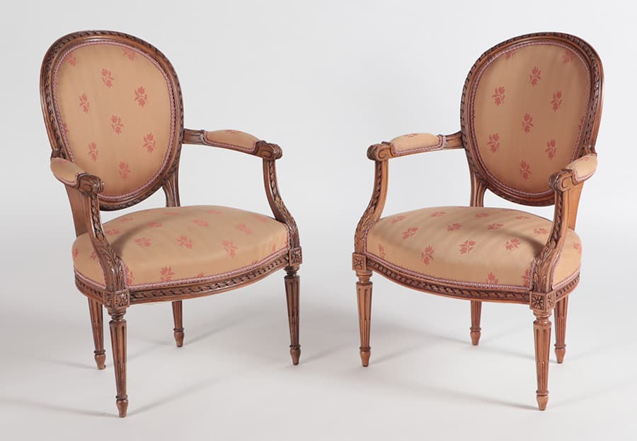 PAIR LOUIS XV OPEN ARMCHAIRS C 1940. (1 of 11)