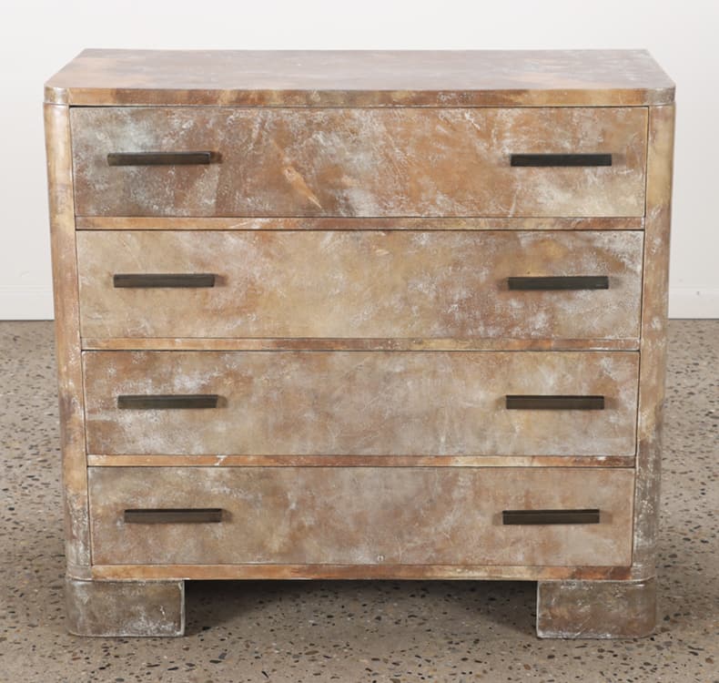 A MID CENTURY MODERN FRENCH DRESSER COVERED IN PARCHMENT CIRCA 1940 (1 of 6)