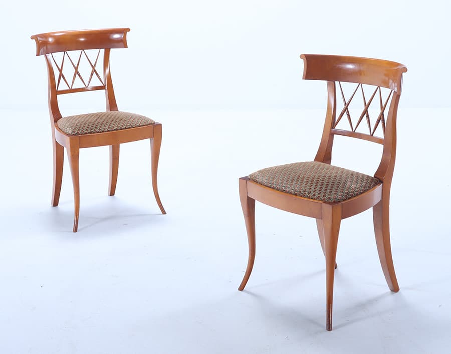 A PAIR OF FRENCH SIDE CHAIRS IN THE MANNER OF ANDRE ARBUS CIRCA 1945: A pair of French side chairs in the manner of Andre Arbus circa 1945. Ht: 32.75" Wd: 18.75" Dpth: 18.5" Seat: 18"