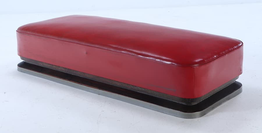 AN ART DECO UPHOLSTERED FRENCH DAY BED OR BENCH CERUSED BLACK OAK BASE WITH CHROME TRIM C. 1930 (1 of 5)