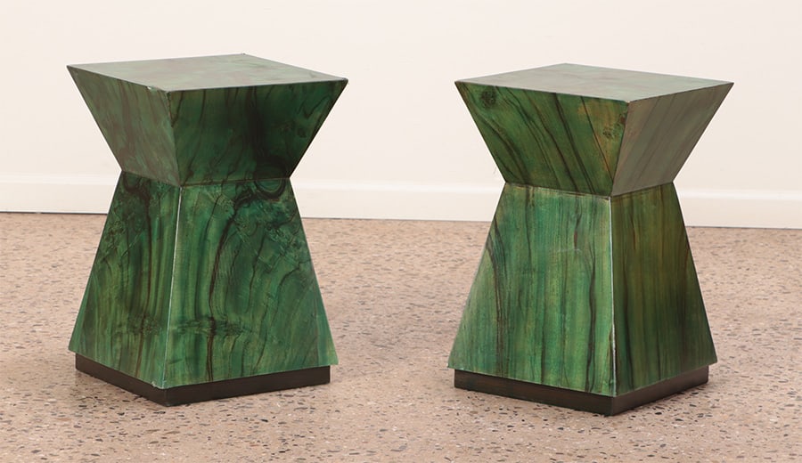 PAIR FAUX PAINTED WOOD END TABLES. (1 of 5)