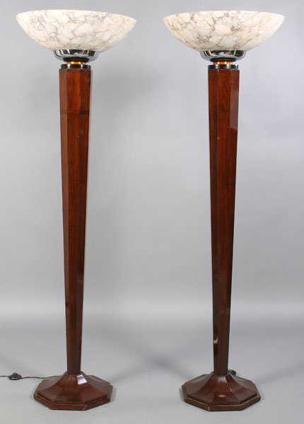 88 Pair Art Deco Style Floor Lamps Alabaster Shades