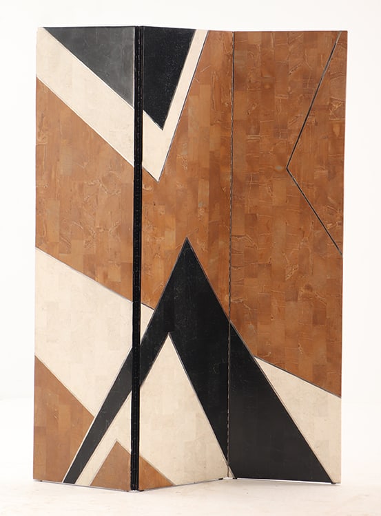 TESSELATED MARBLE THREE PANEL FOLDING ROOM DIVIDER C 1980. (1 of 4)
