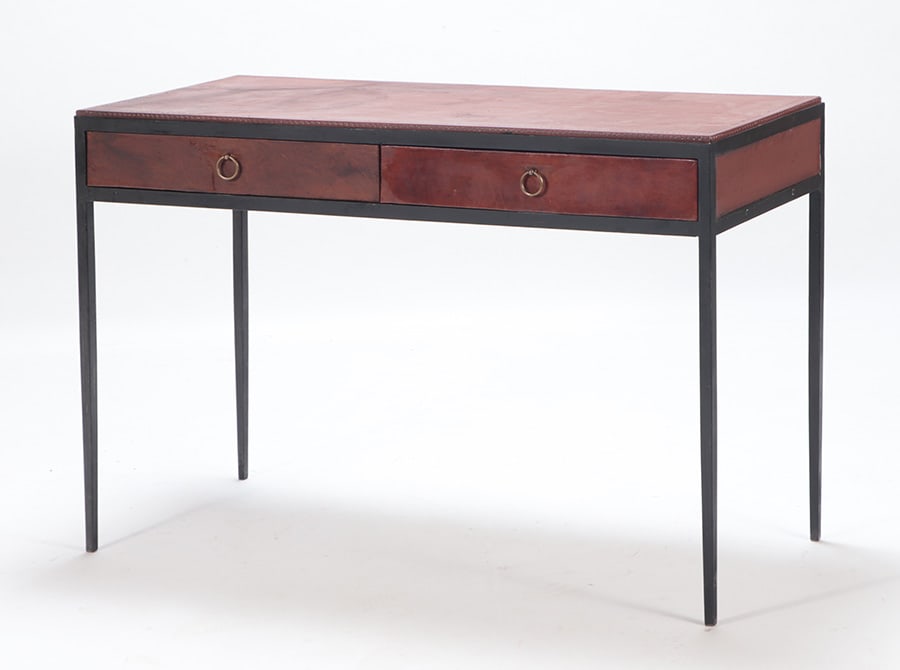 JEAN-MICHEL FRANK STYLE IRON & LEATHER DESK (1 of 4)