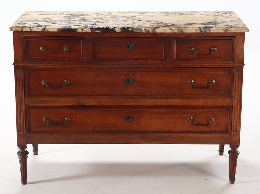 FRENCH MAHOGANY LOUIS XV COMMODE MARBLE TOP (1 of 7)
