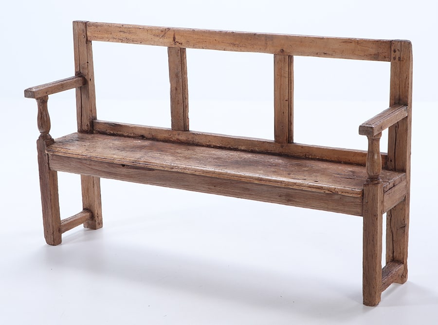 FRENCH OPEN ARM BENCH WITH SQUARE DESIGN C 1820. (1 of 5)