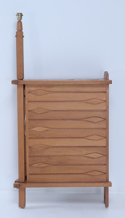 FRENCH GUILLERME ET CHAMBRON OAK AND TILE BAR COUNTER C 1960. THIS UNIT MOUNTS TO A WALL ON A (1 of 7)