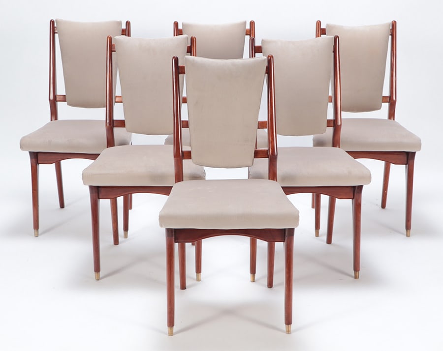 SIX ITALIAN MAHOGANY DINING ROOM CHAIRS C 1950 (1 of 6)