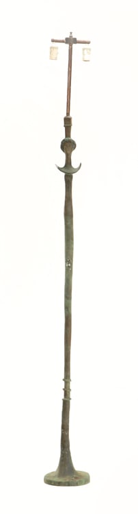 MODERN BRONZE FLOOR LAMP IN THE MANNER OF GIACOMETTI. (1 of 4)
