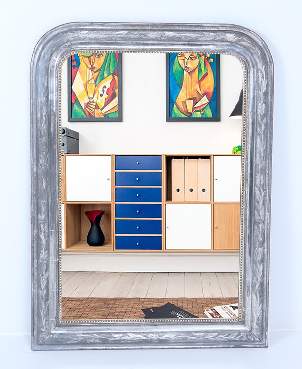 FRENCH SILVER GILT LOUIS PHILIPPE MIRROR WITH ROUNDED CORNERS C 1860. (1 of 6)