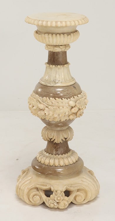LARGE CARVED ALABASTER PEDESTAL C 1920. (1 of 7)