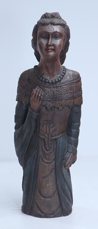 LIFE-SIZE PAINTED AND CARVED WOOD FEMALE FIGURE. (1 of 8)