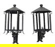 PAIR WROUGHT IRON LANTERN FORM SCONCES C 1940