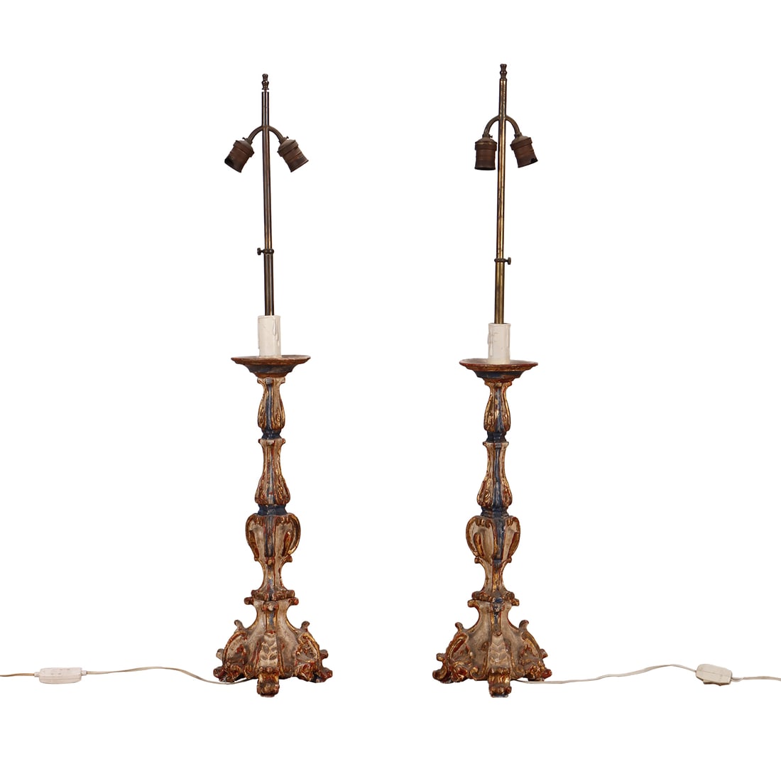 CARVED WOOD AND POLYCHROMED ITALIAN TABLE LAMPS (1 of 5)