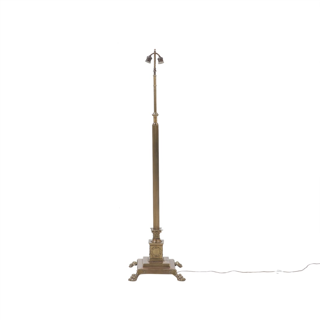 BRONZE ADJUSTABLE FLOOR LAMP WITH WREATH DECORATION C 1940. (1 of 6)