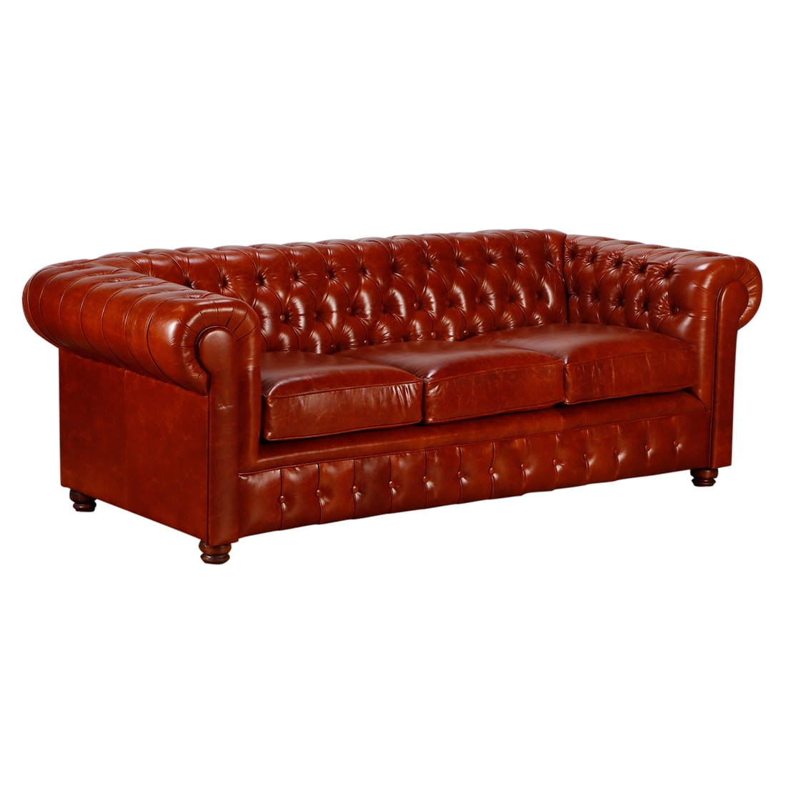 ONE OF A PAIR OF LEATHER CHESTERFIELD STYLE SOFAS. (1 of 7)