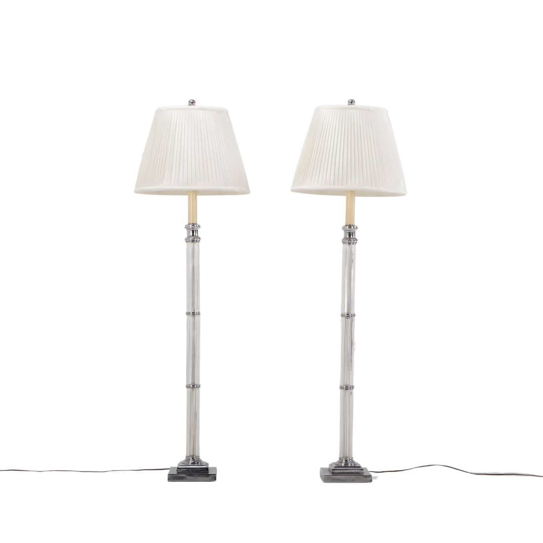 PAIR GLASS FLOOR LAMPS (1 of 4)
