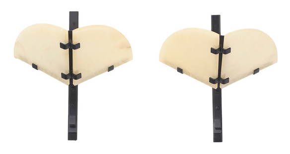 PAIR PIERRE CHAREAU STYLE DRAGONFLY WALL SCONCES BLACK ENAMELED IRON FRAMES ALABASTER PANELS: A pair of Pierre Chareau style Dragonfly wall sconces having black enameled iron frames with alabaster panels. Ht: 16" Wd: 14.5" Dpth: 9.5"