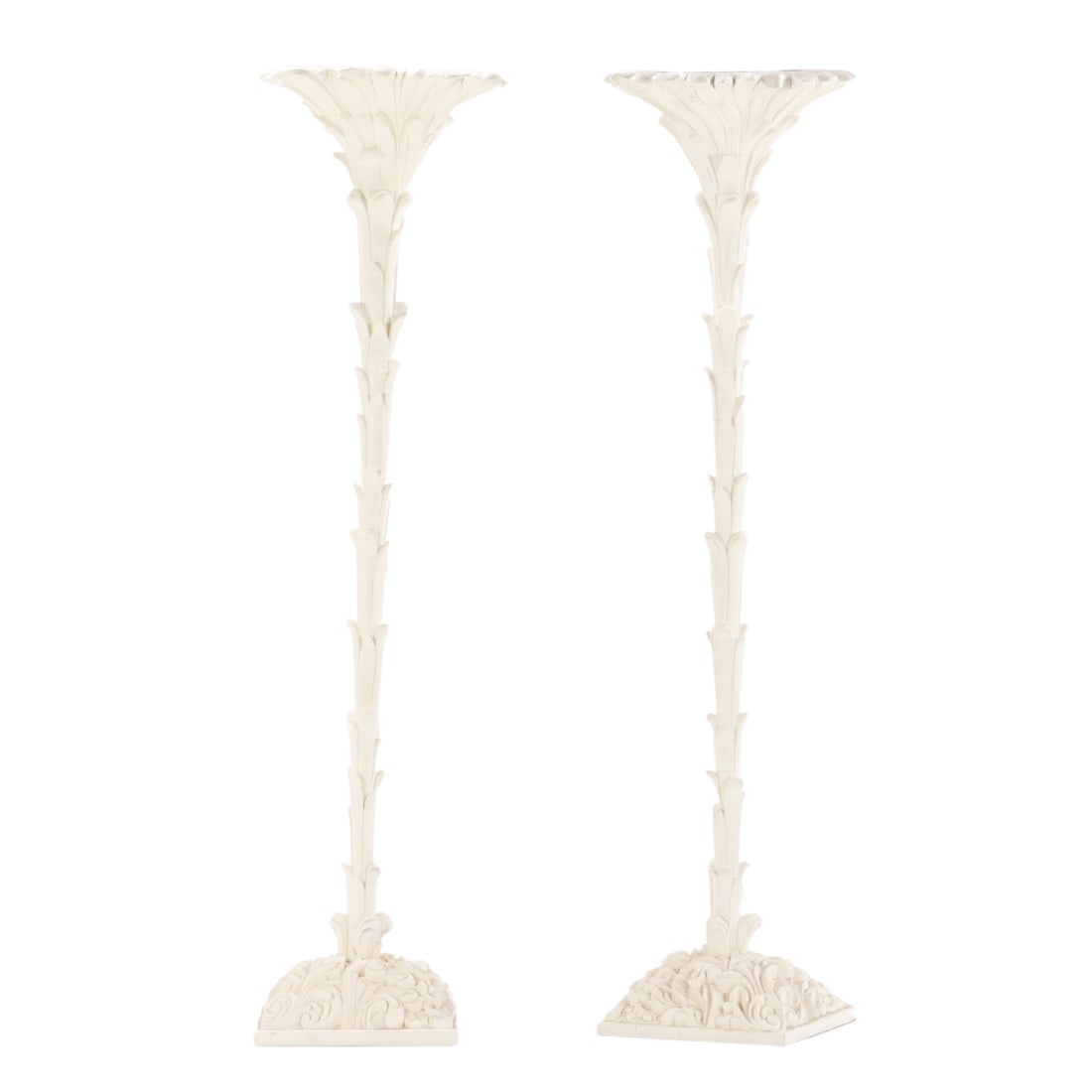 A PAIR OF CARVED AND PAINTED WOOD TORCHIERES IN THE MANNER OF SERGE ROCHE. (1 of 5)