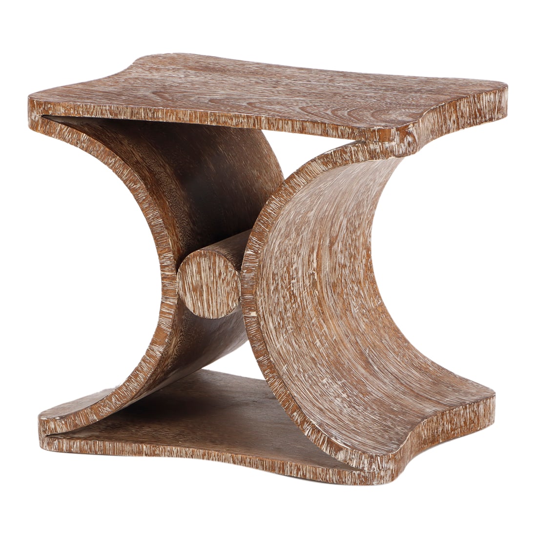 CERUSED OAK TABLE OR STOOL IN THE MANNER OF JEAN-MICHEL FRANK. (1 of 5)