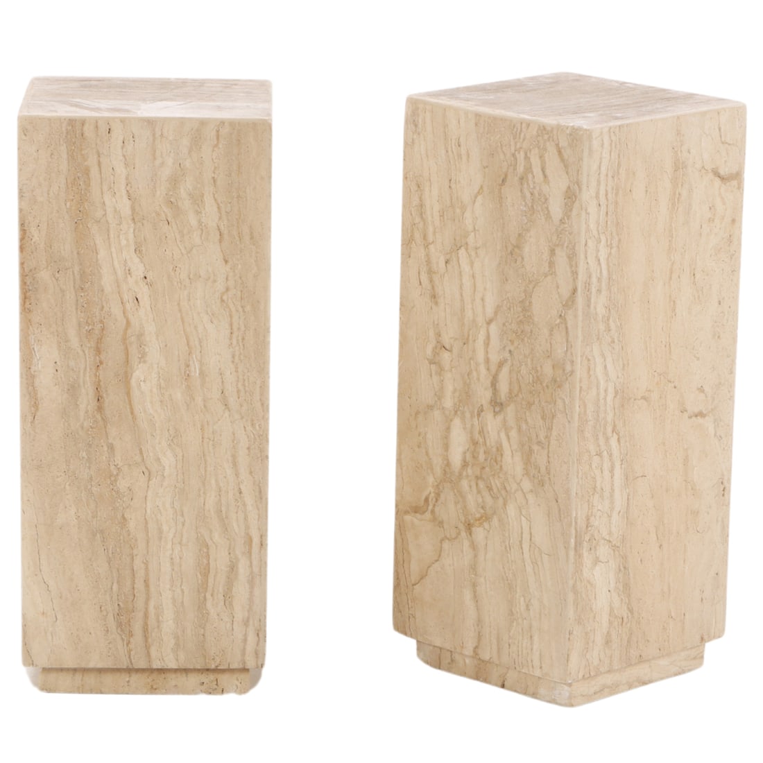 PAIR ITALIAN TRAVERTINE PEDESTALS. (1 of 5)