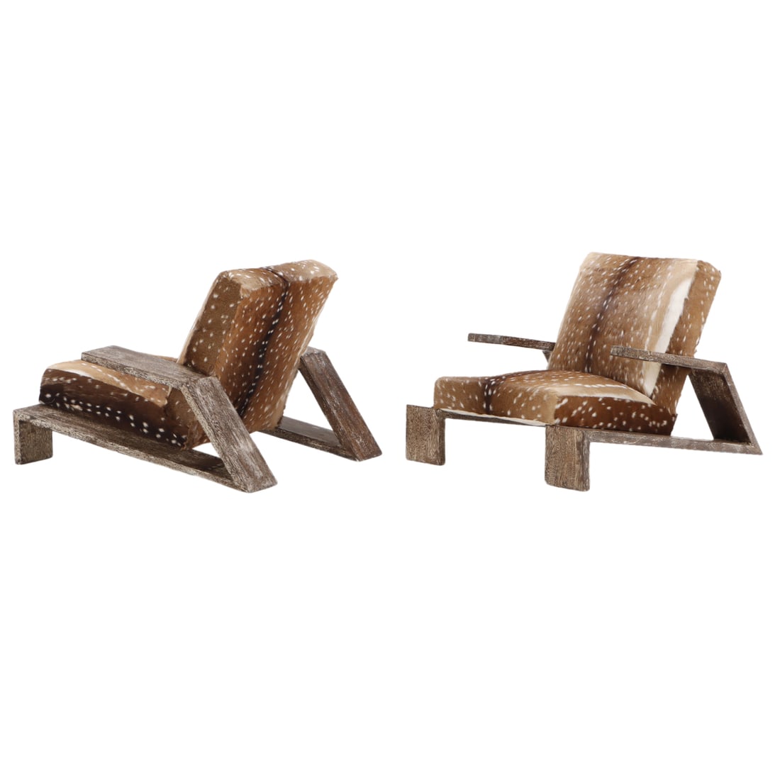 PAIR CERUSED OAK ARM CHAIRS COVERED IN DEER HIDE. THIS CHAIR WAS ORIGINALLY DESIGNED BY JEAN-MICHEL (1 of 6)