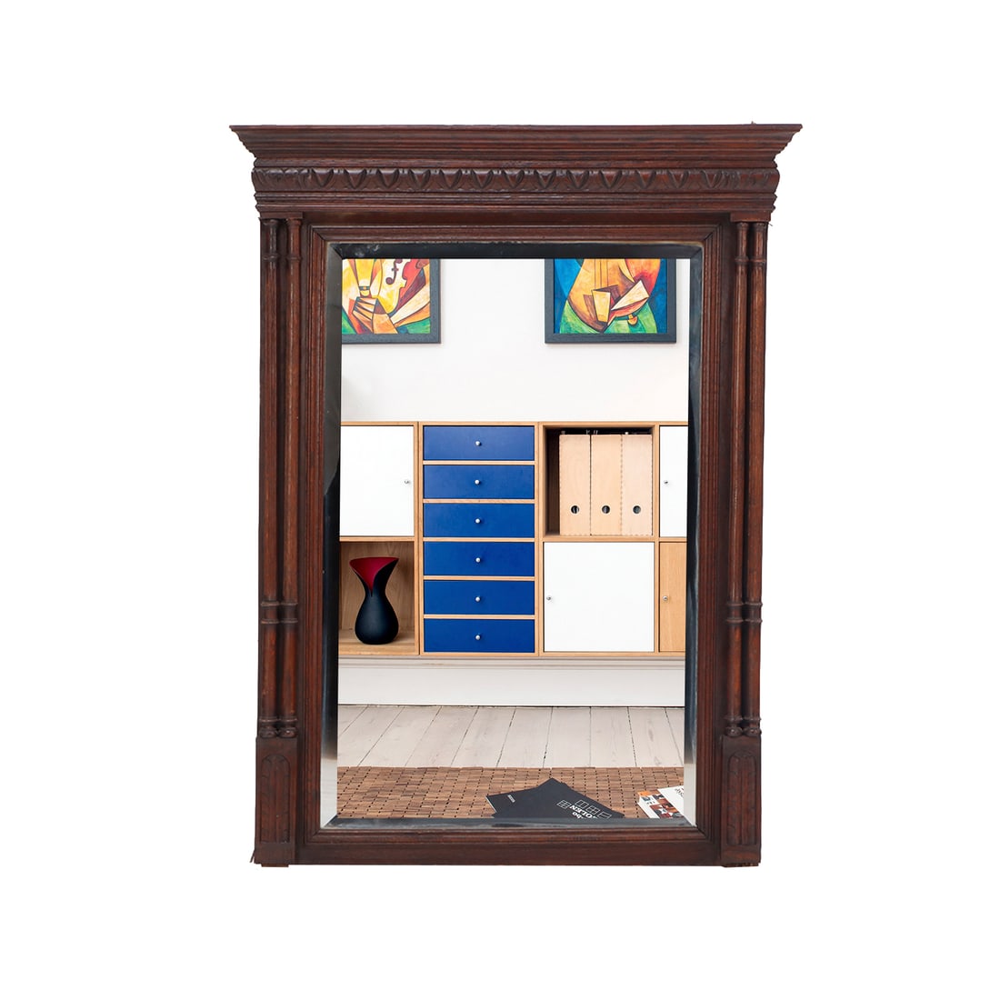 CARVED OAK FRENCH MIRROR C 1890. (1 of 6)