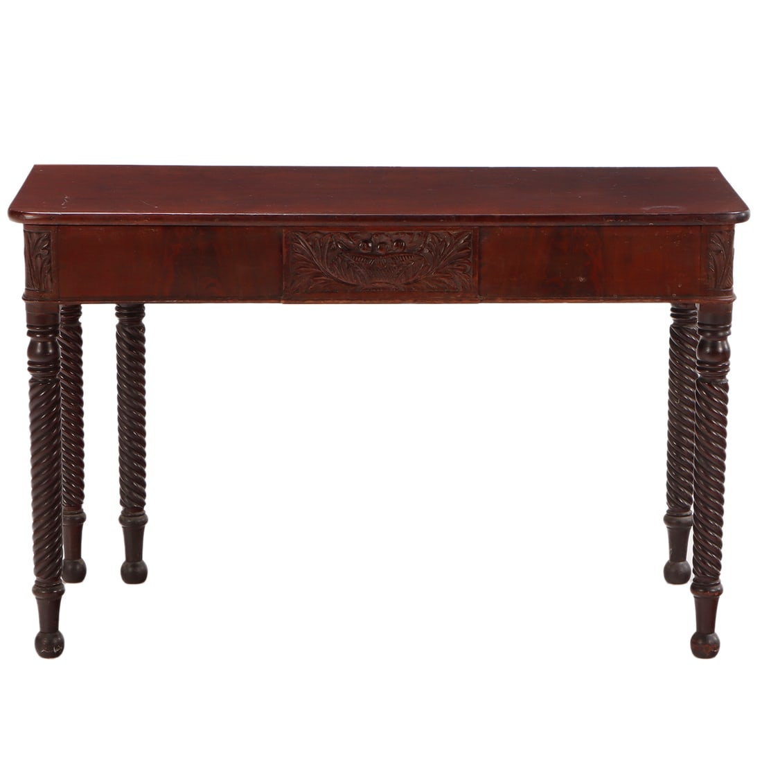 CARVED MAHOGANY CONSOLE TABLE C 1830. (1 of 6)